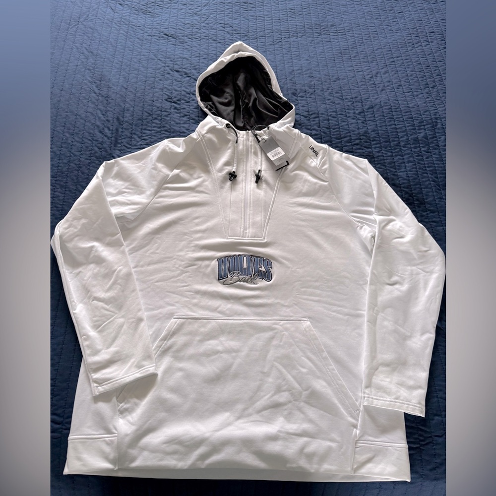 UNRL Timberwolves Wolves Back White Pullover Hoodie